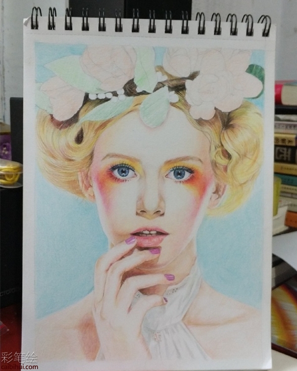 彩铅画小清新少女