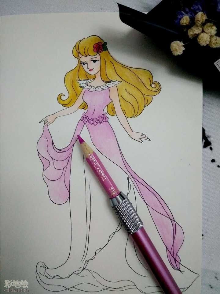 公主彩铅画教程