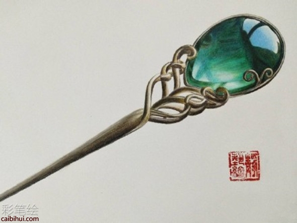 手绘玉簪彩铅画教程