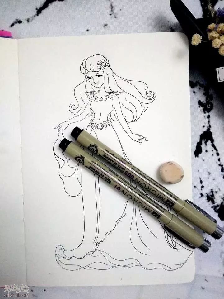 公主彩铅画教程