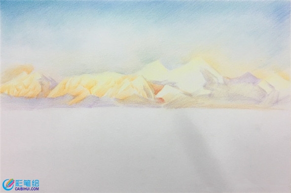 彩铅画风景：彩铅画云海风景步骤教学