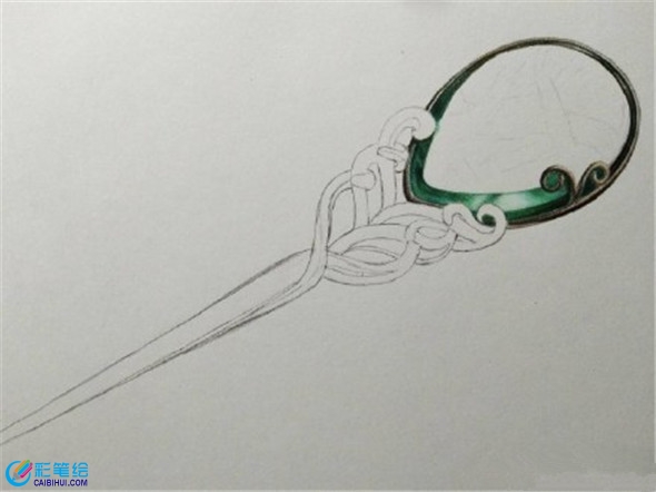 手绘玉簪彩铅画教程