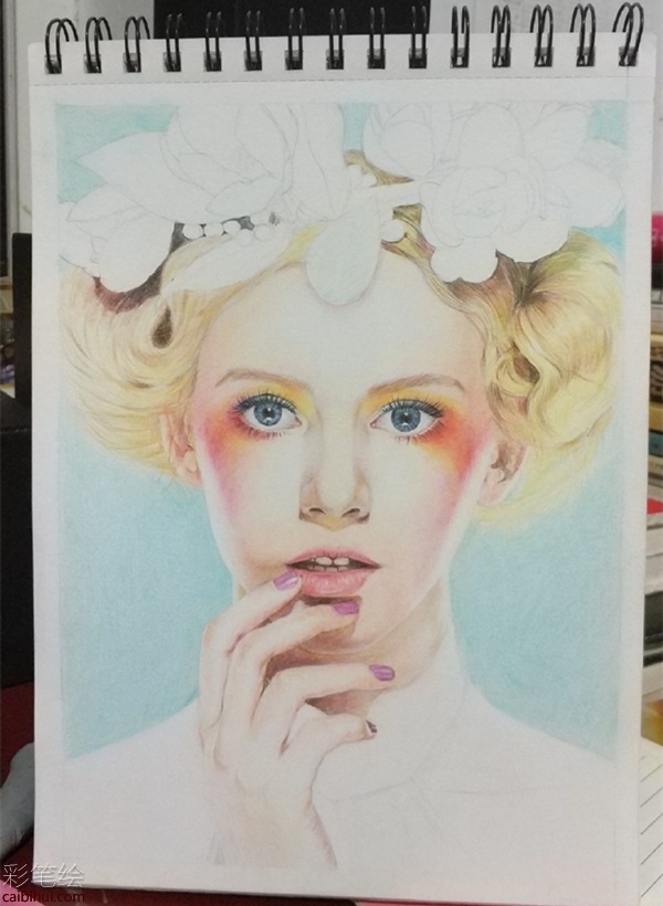 彩铅画小清新少女