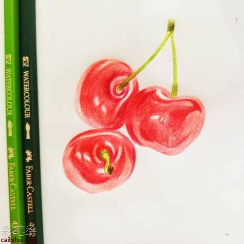 樱桃彩铅画教程