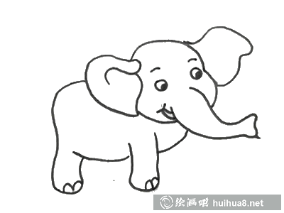 可爱大象简笔画步骤2