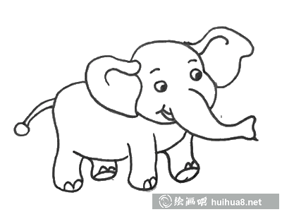 可爱大象简笔画步骤3