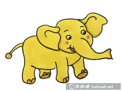 可爱大象简笔画步骤4