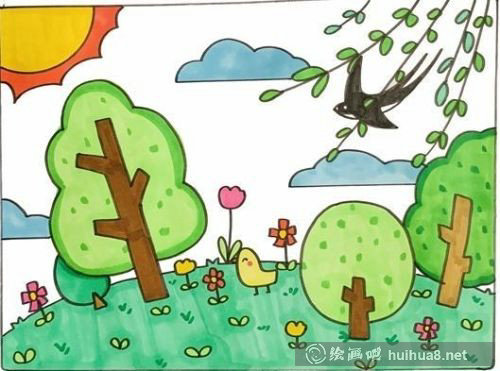 完成春天简笔画