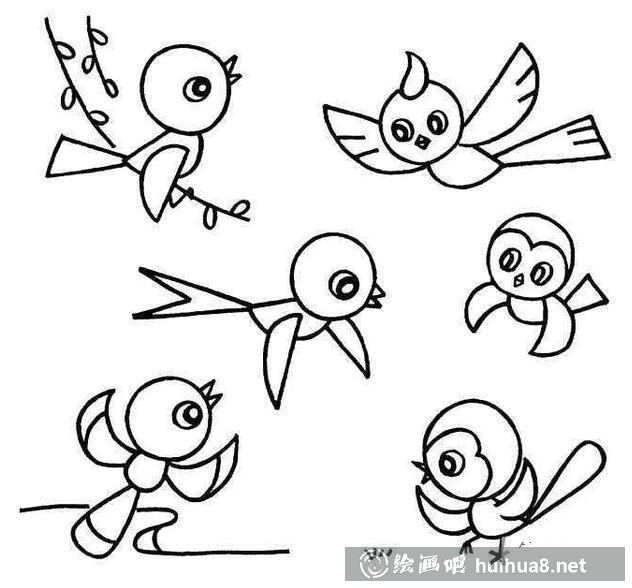 简笔画可爱的鸟画卡通图片素描铅笔